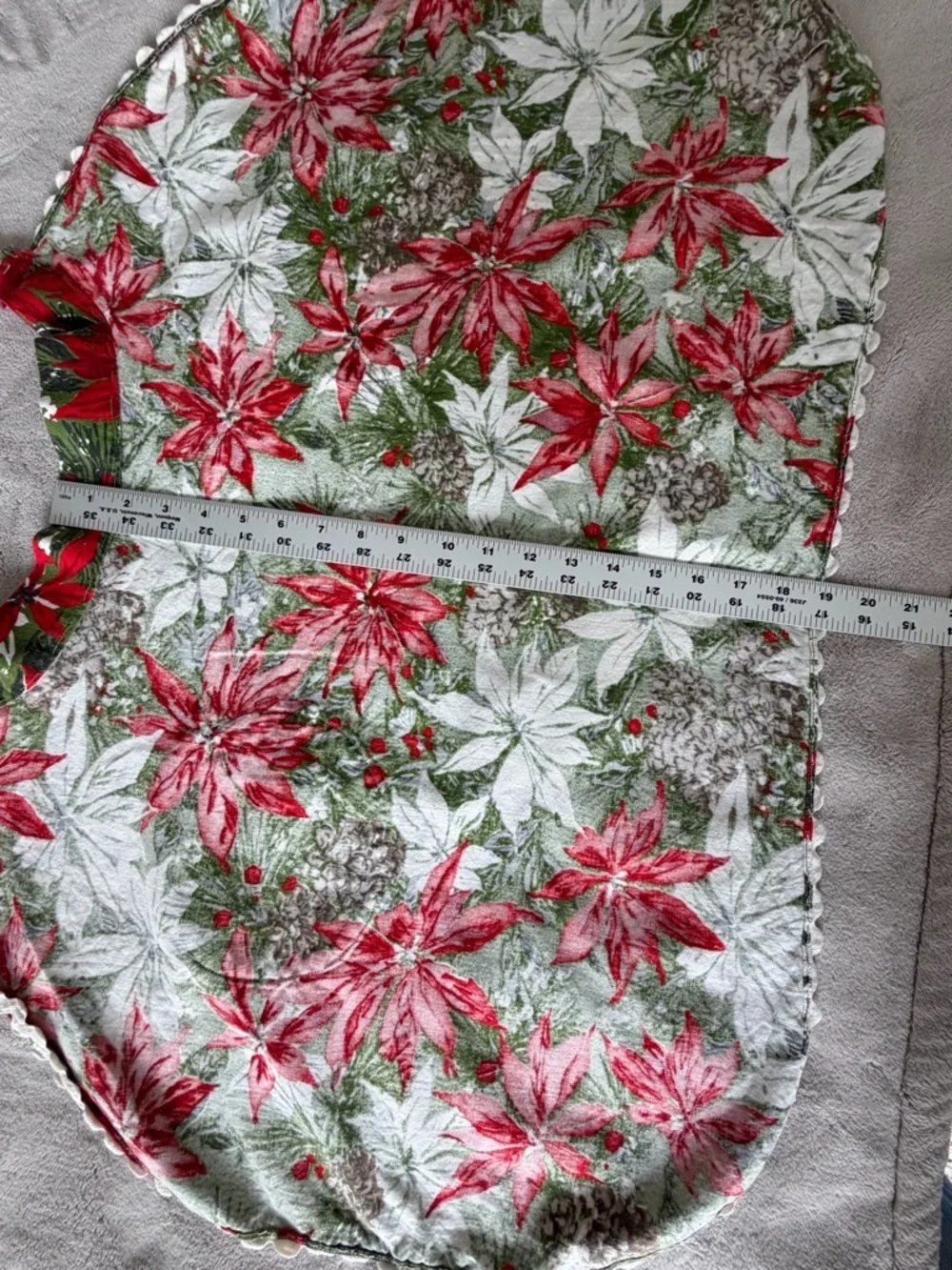 Vintage 1950s 1960s Handmade Poinsettia Christmas Apron Holiday Tie Waist